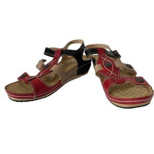L'Artiste Spring Step Melissa Red Black & Tan Leather Women’s Size EU 39 US 8.5